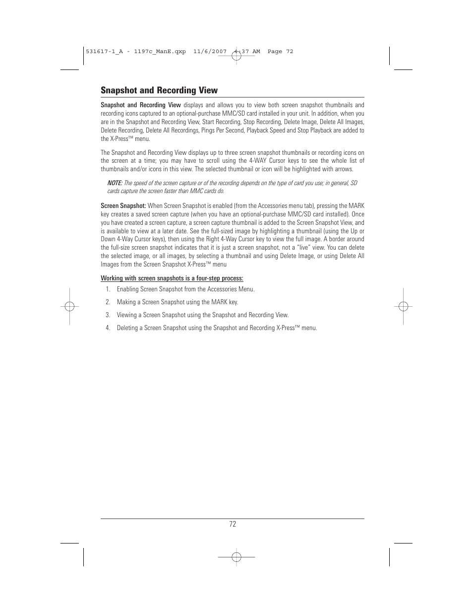 Snapshot and recording view | Humminbird 1197C SI User Manual | Page 80 / 196