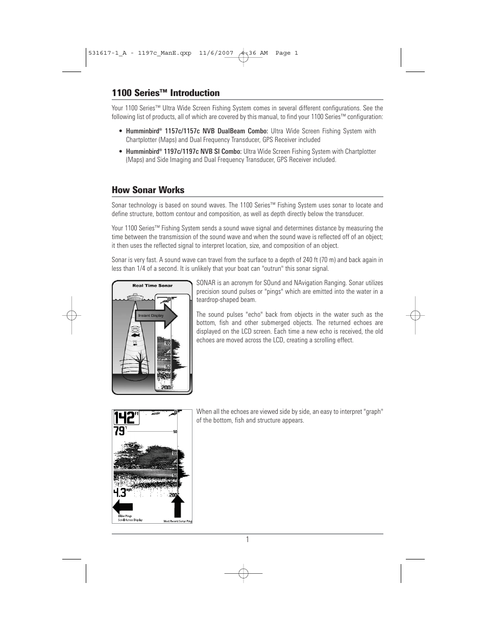 1100 series™ introduction, How sonar works | Humminbird 1197C SI User Manual | Page 9 / 196