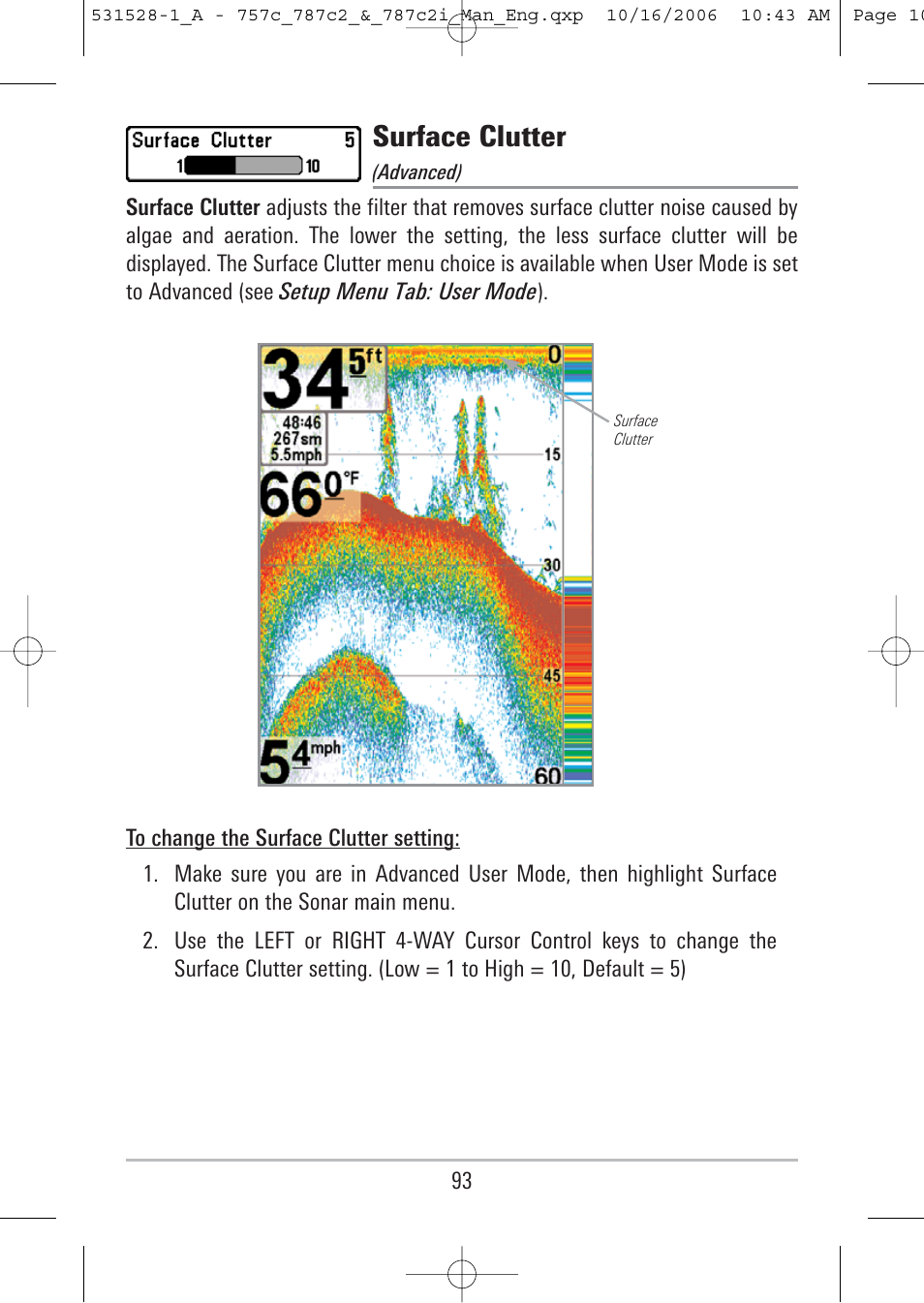 Surface clutter | Humminbird 757c User Manual | Page 102 / 168