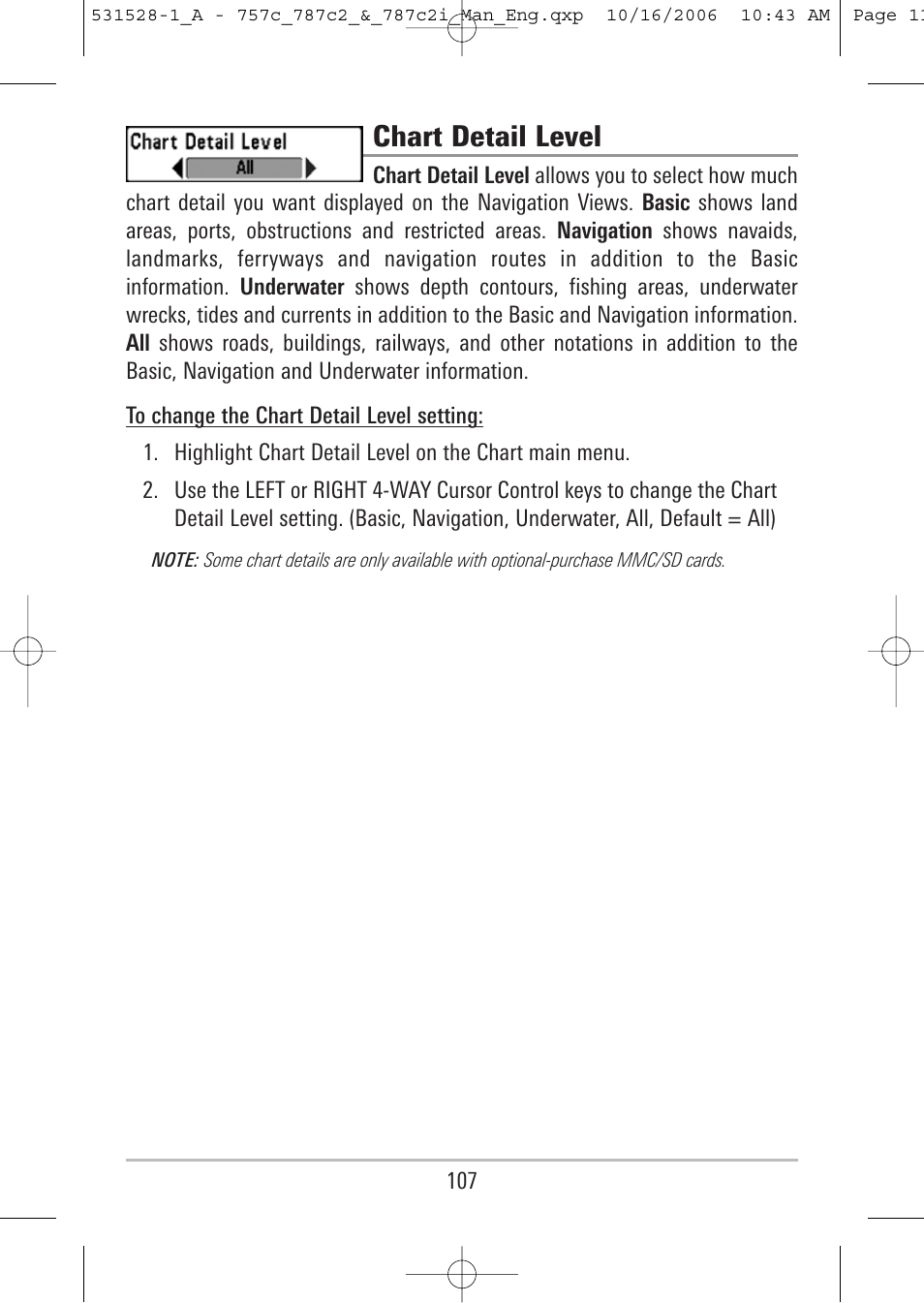 Chart detail level | Humminbird 757c User Manual | Page 116 / 168