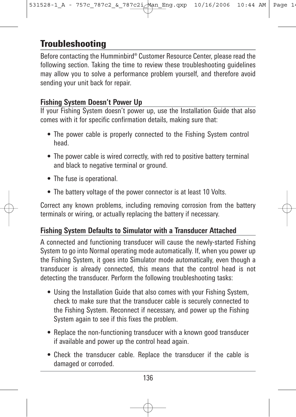 Troubleshooting | Humminbird 757c User Manual | Page 145 / 168