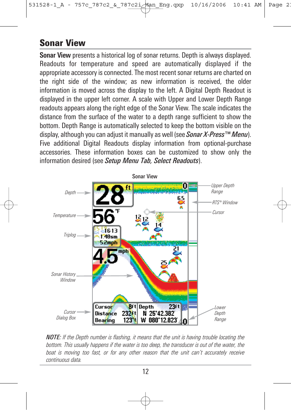 Sonar view | Humminbird 757c User Manual | Page 21 / 168