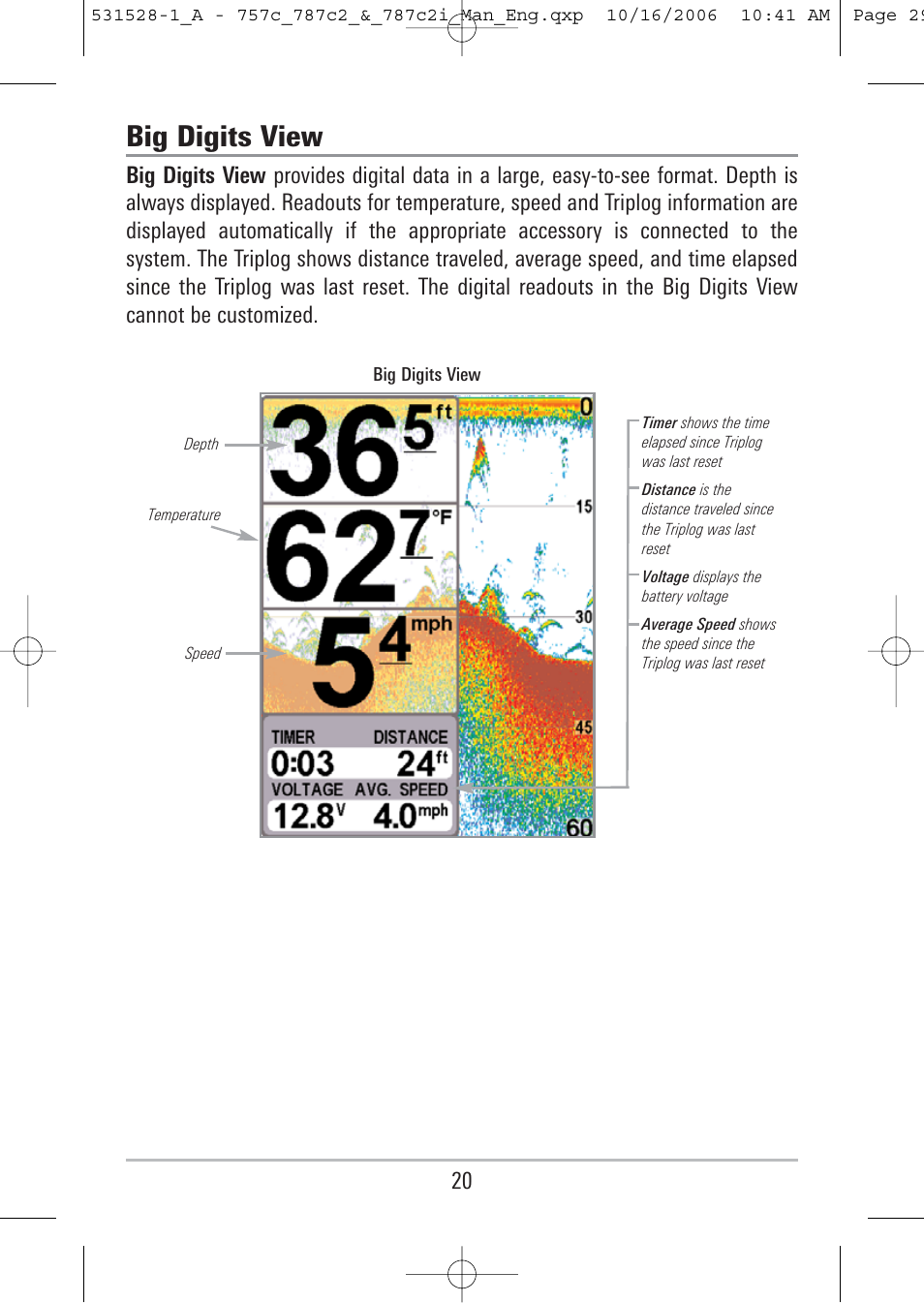 Big digits view | Humminbird 757c User Manual | Page 29 / 168
