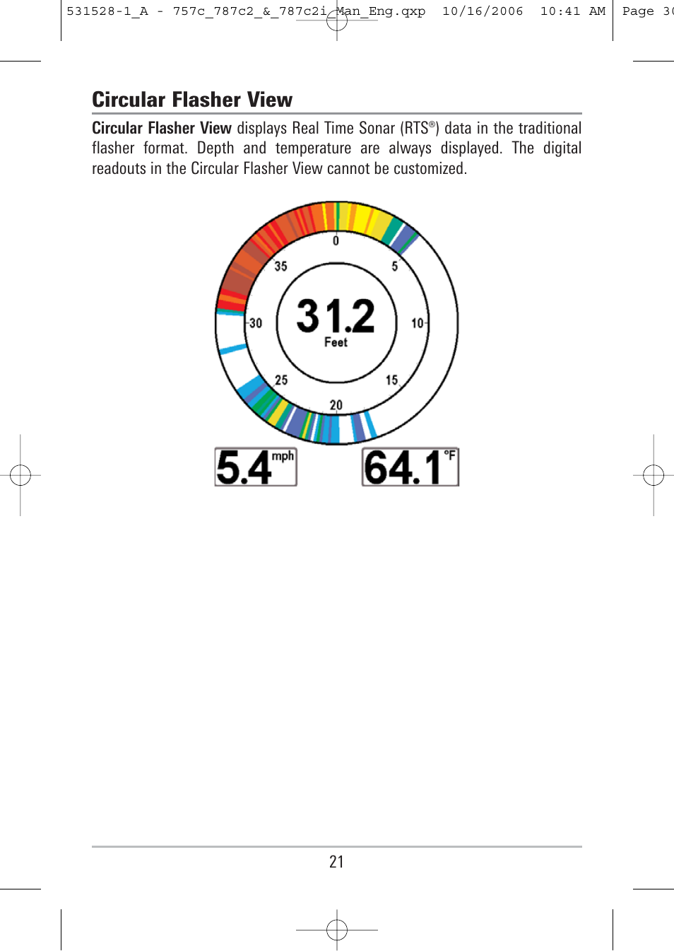 Circular flasher view | Humminbird 757c User Manual | Page 30 / 168