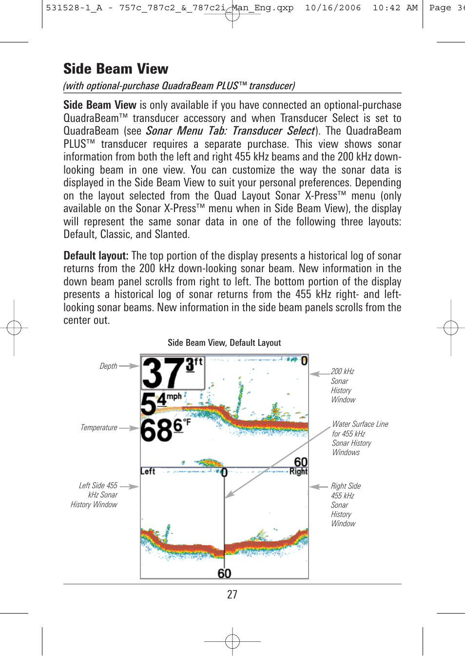 Side beam view | Humminbird 757c User Manual | Page 36 / 168