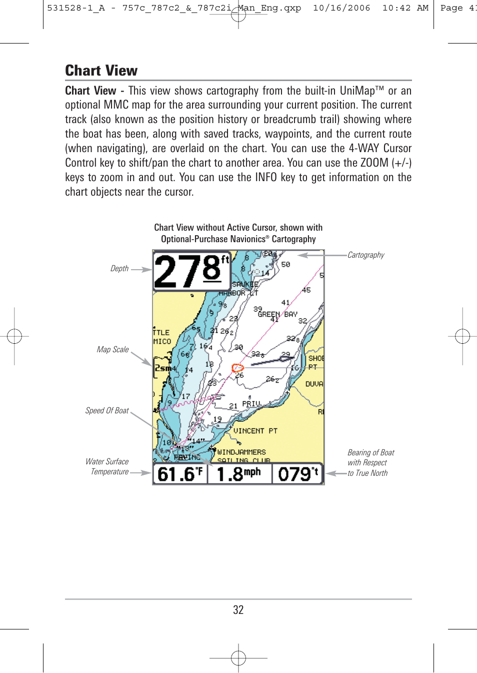 Chart view | Humminbird 757c User Manual | Page 41 / 168