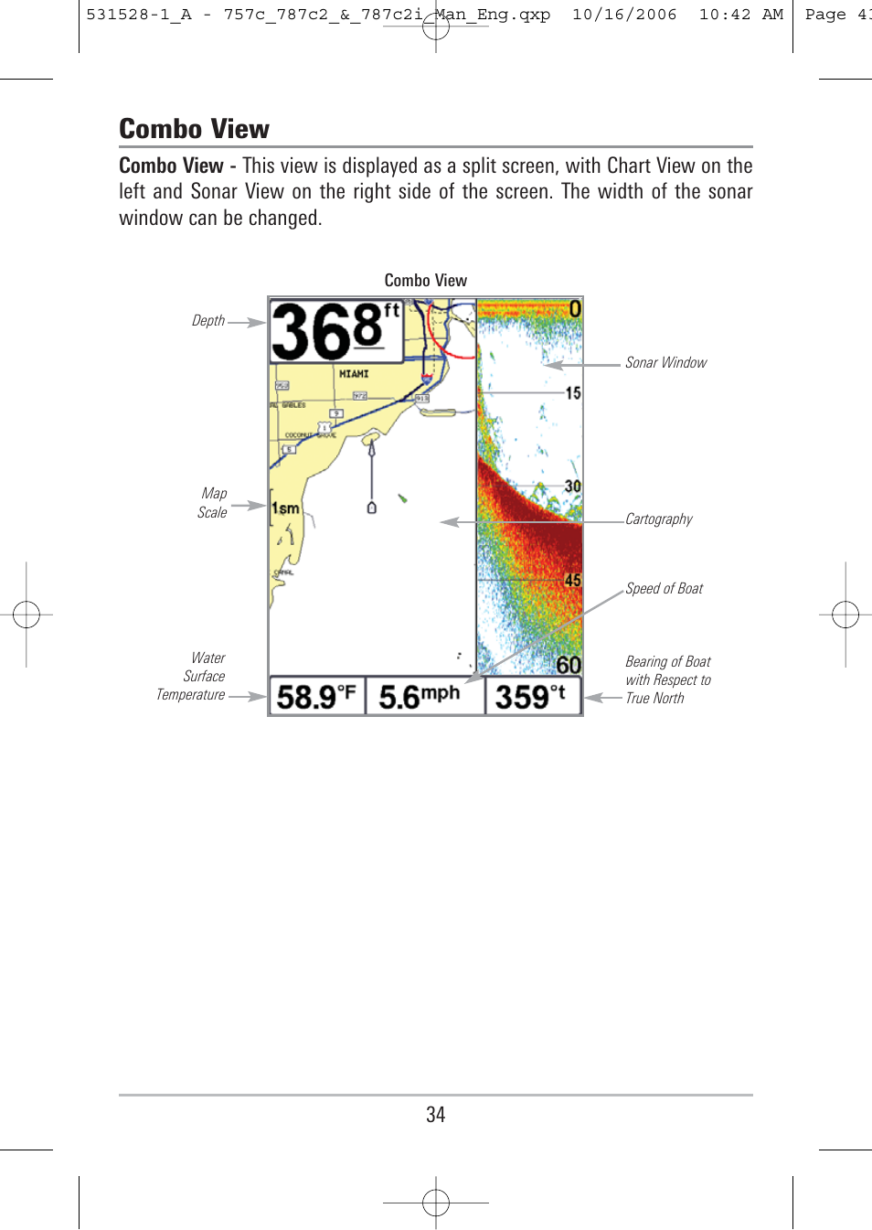 Combo view | Humminbird 757c User Manual | Page 43 / 168