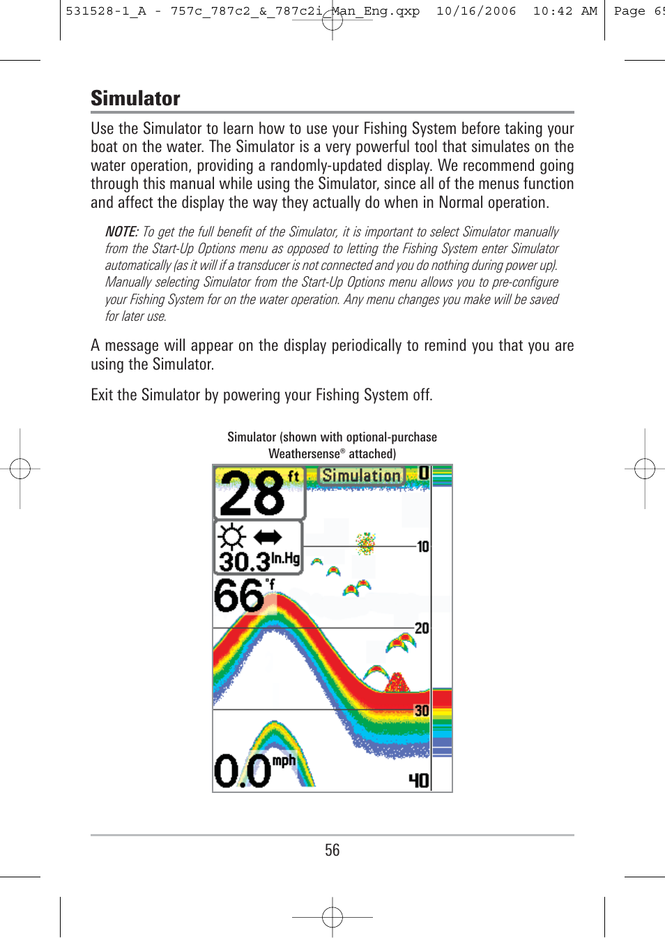 Simulator | Humminbird 757c User Manual | Page 65 / 168