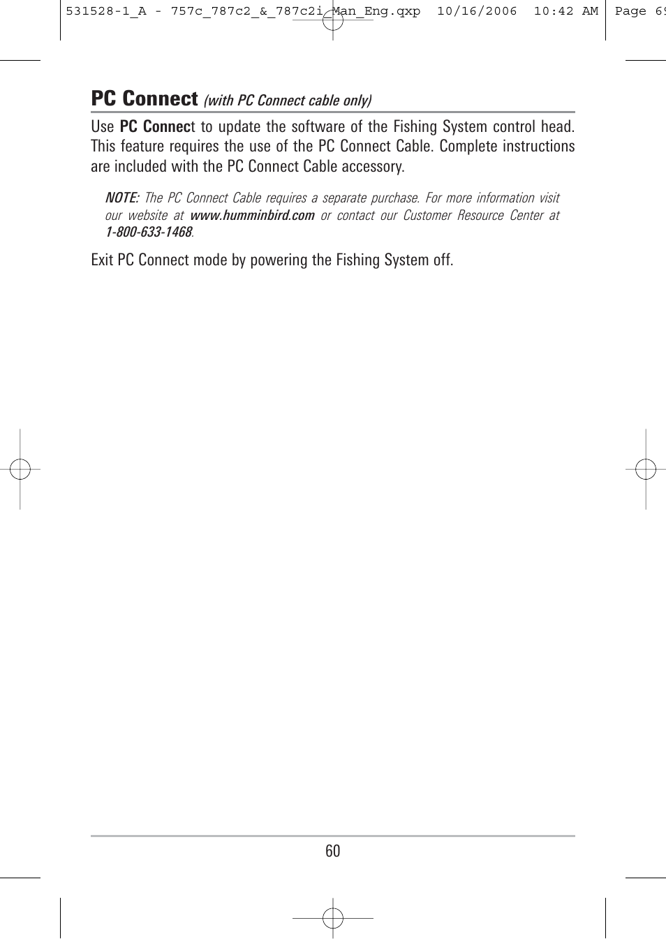 Pc connect | Humminbird 757c User Manual | Page 69 / 168