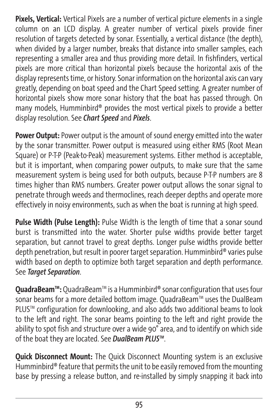 Quadrabeam, Uses the dualbeam plus | Humminbird 363 User Manual | Page 102 / 116