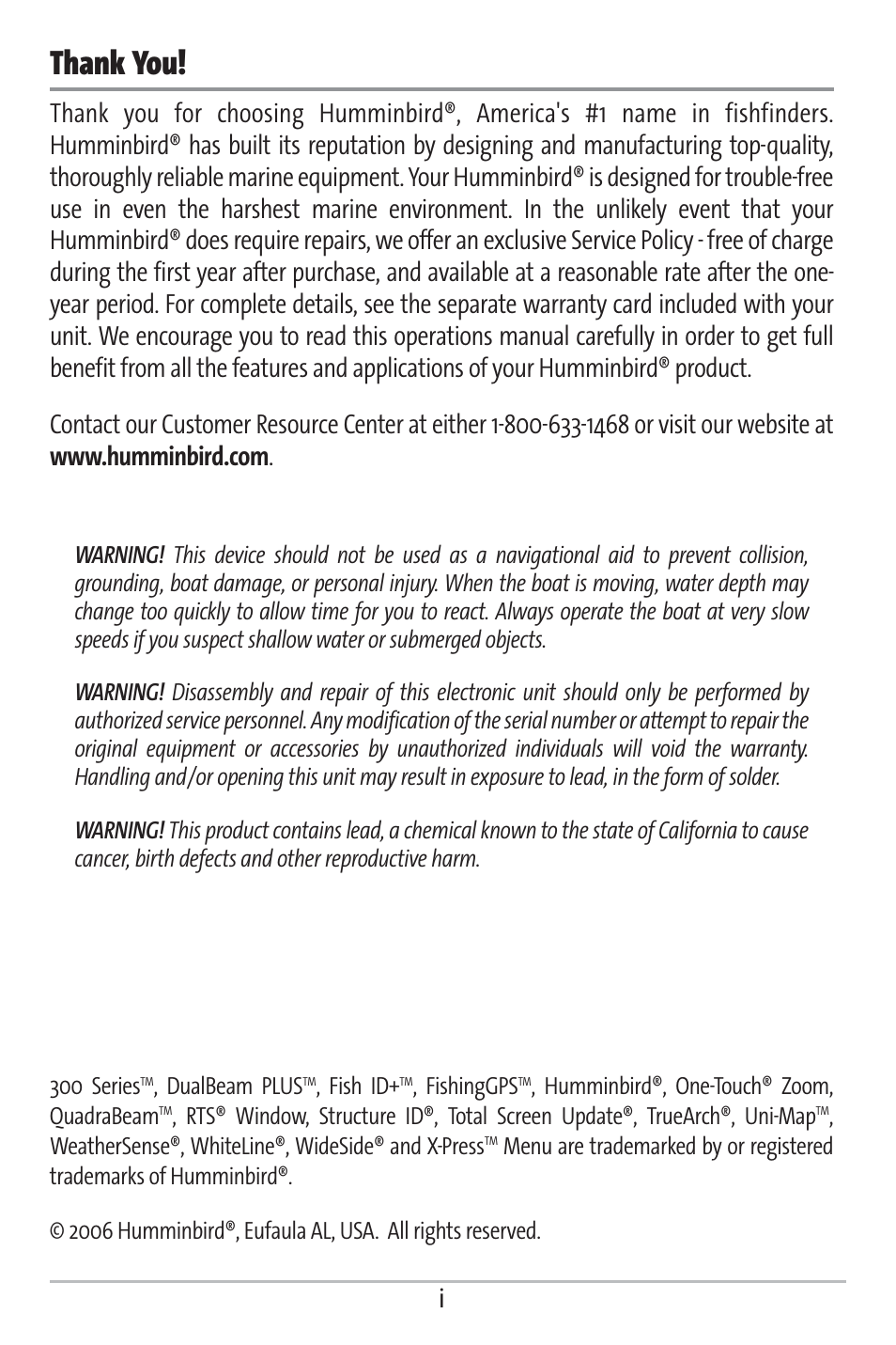 Humminbird 363 User Manual | Page 2 / 116