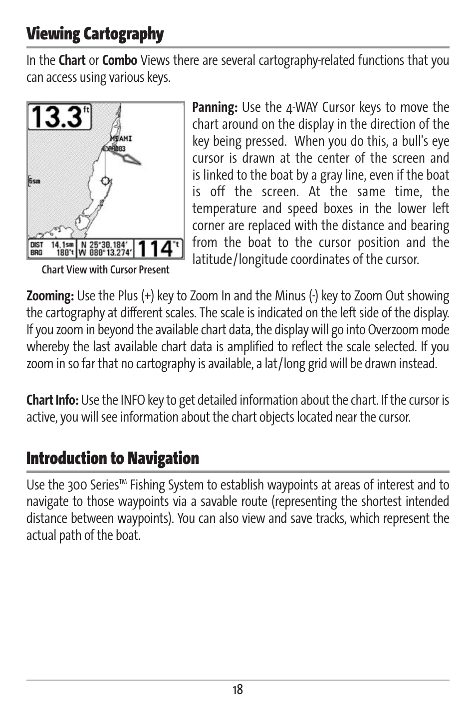 Viewing cartography, Introduction to navigation | Humminbird 363 User Manual | Page 25 / 116