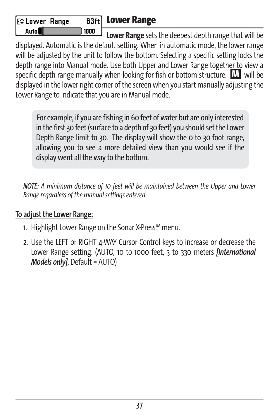 Lower range | Humminbird 363 User Manual | Page 44 / 116