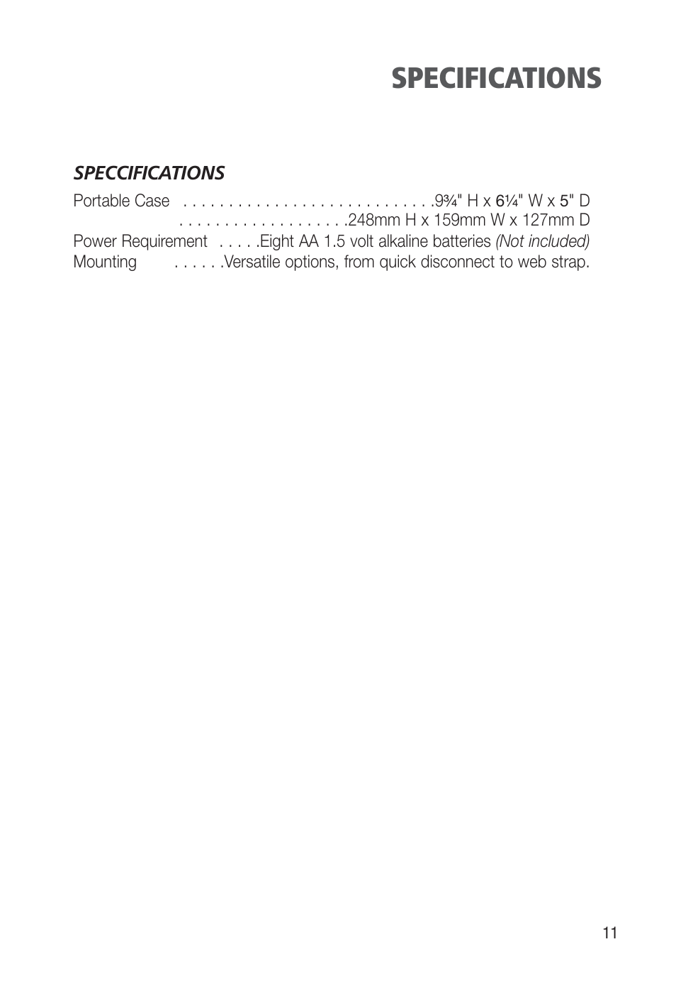 Specifications | Humminbird Piranha Portable User Manual | Page 13 / 14