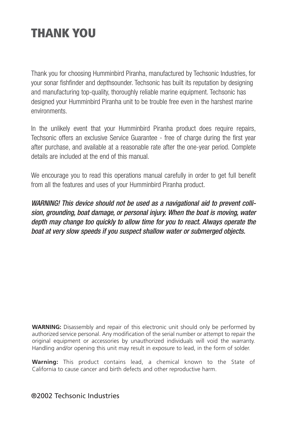 Humminbird Piranha Portable User Manual | Page 2 / 14