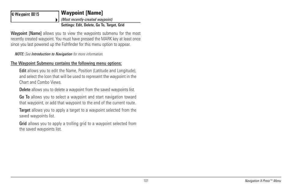 Waypoint [name | Humminbird 998c SI User Manual | Page 111 / 160