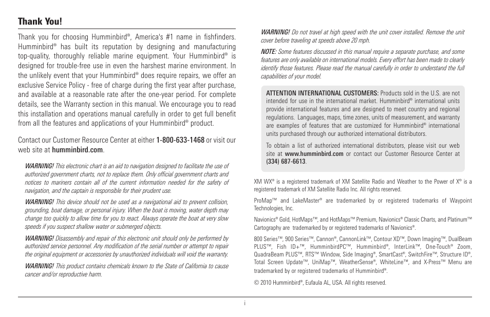 Humminbird 998c SI User Manual | Page 2 / 160