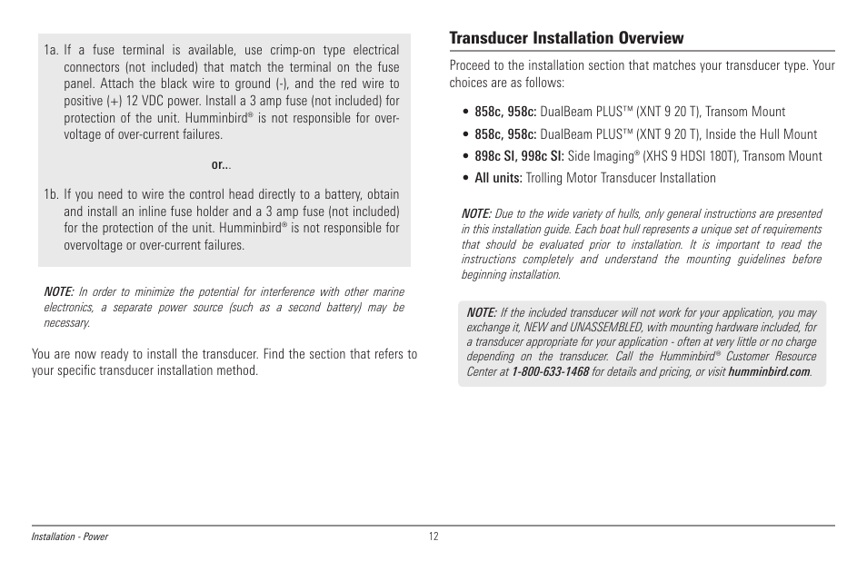 Transducer installation overview | Humminbird 998c SI User Manual | Page 22 / 160