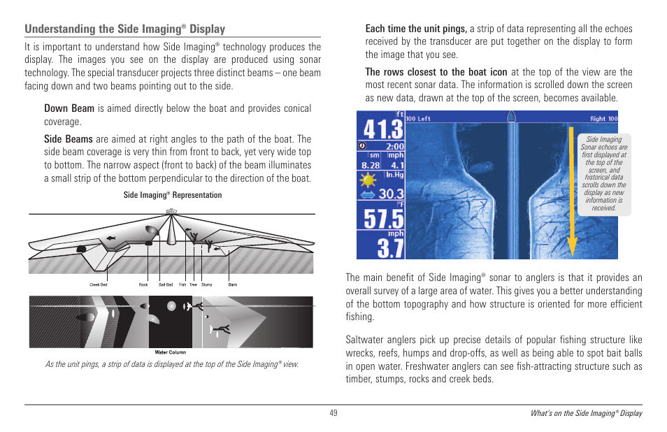 Understanding the side imaging® display | Humminbird 998c SI User Manual | Page 59 / 160