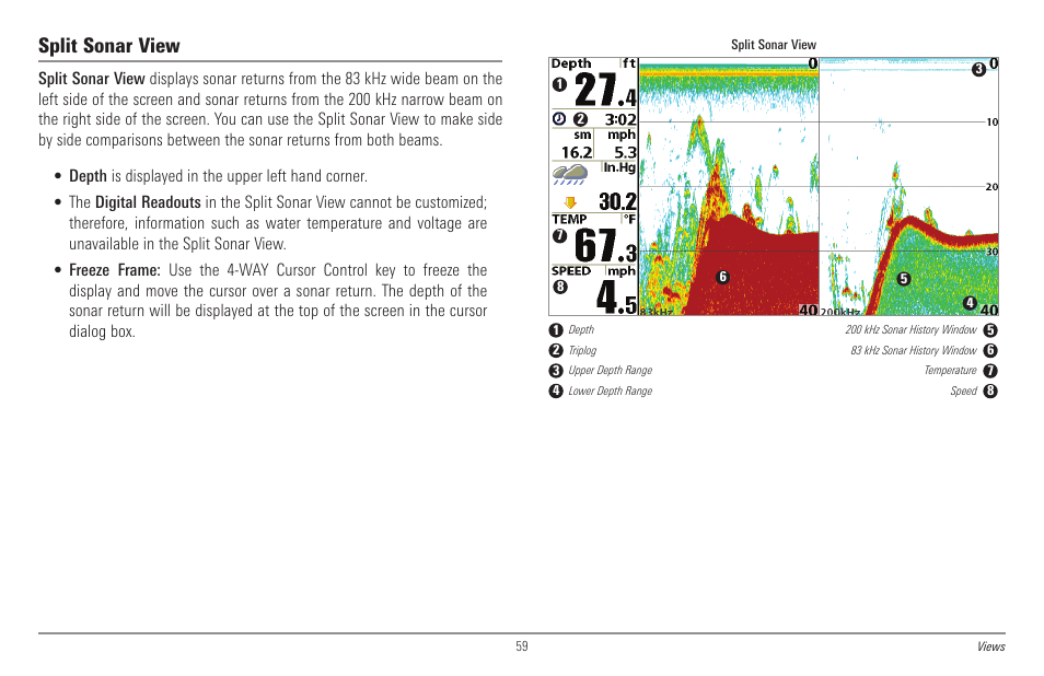 Split sonar view | Humminbird 998c SI User Manual | Page 69 / 160