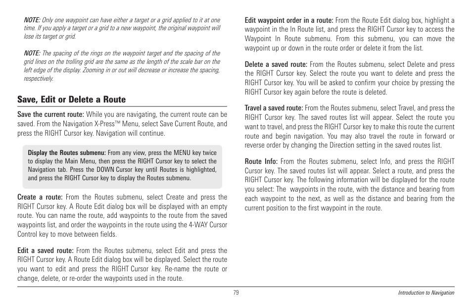 Save, edit or delete a route | Humminbird 998c SI User Manual | Page 89 / 160
