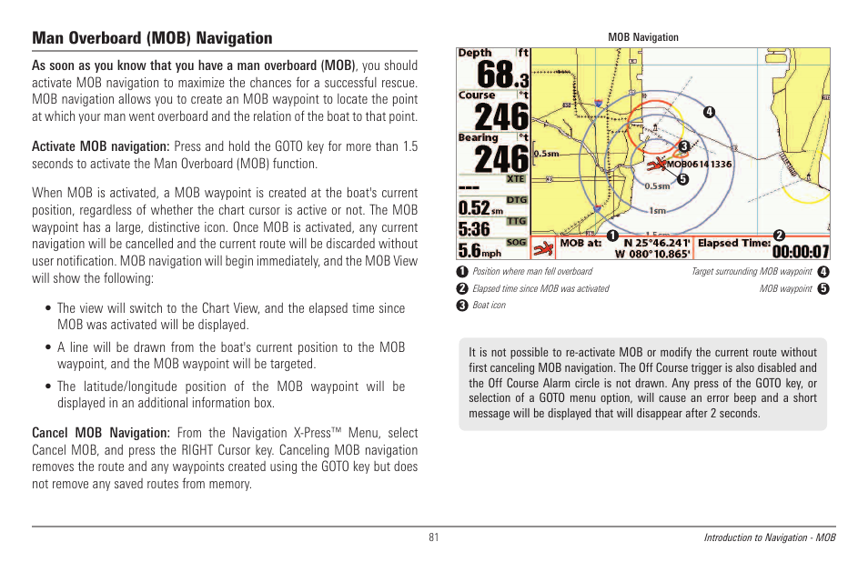 Man overboard (mob) navigation | Humminbird 998c SI User Manual | Page 91 / 160