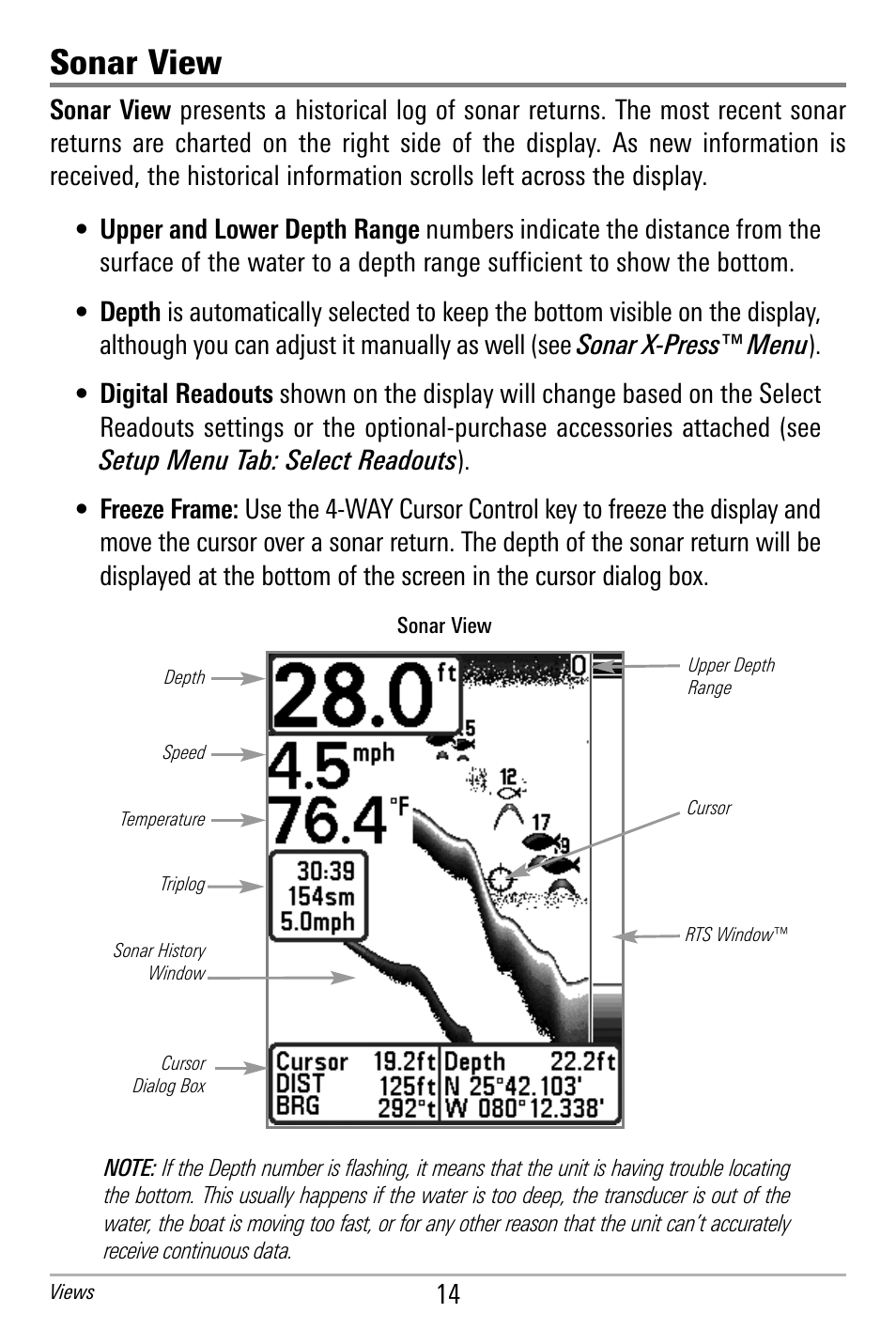 Sonar view | Humminbird 300 SERIES 365I User Manual | Page 24 / 128