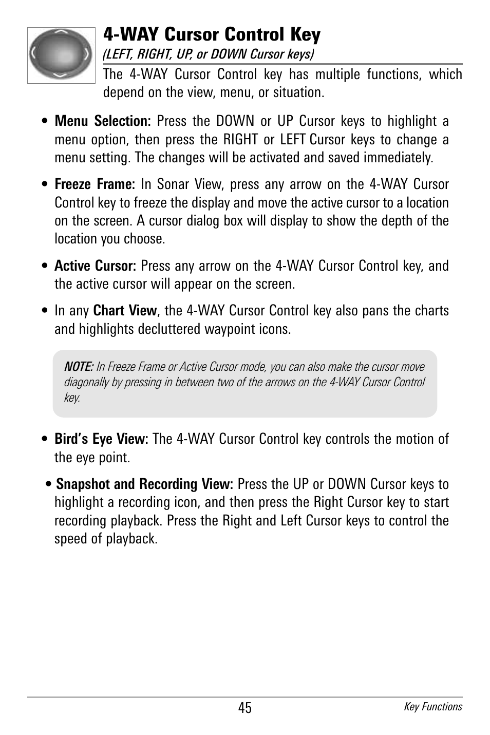 Way cursor control key | Humminbird 300 SERIES 365I User Manual | Page 55 / 128