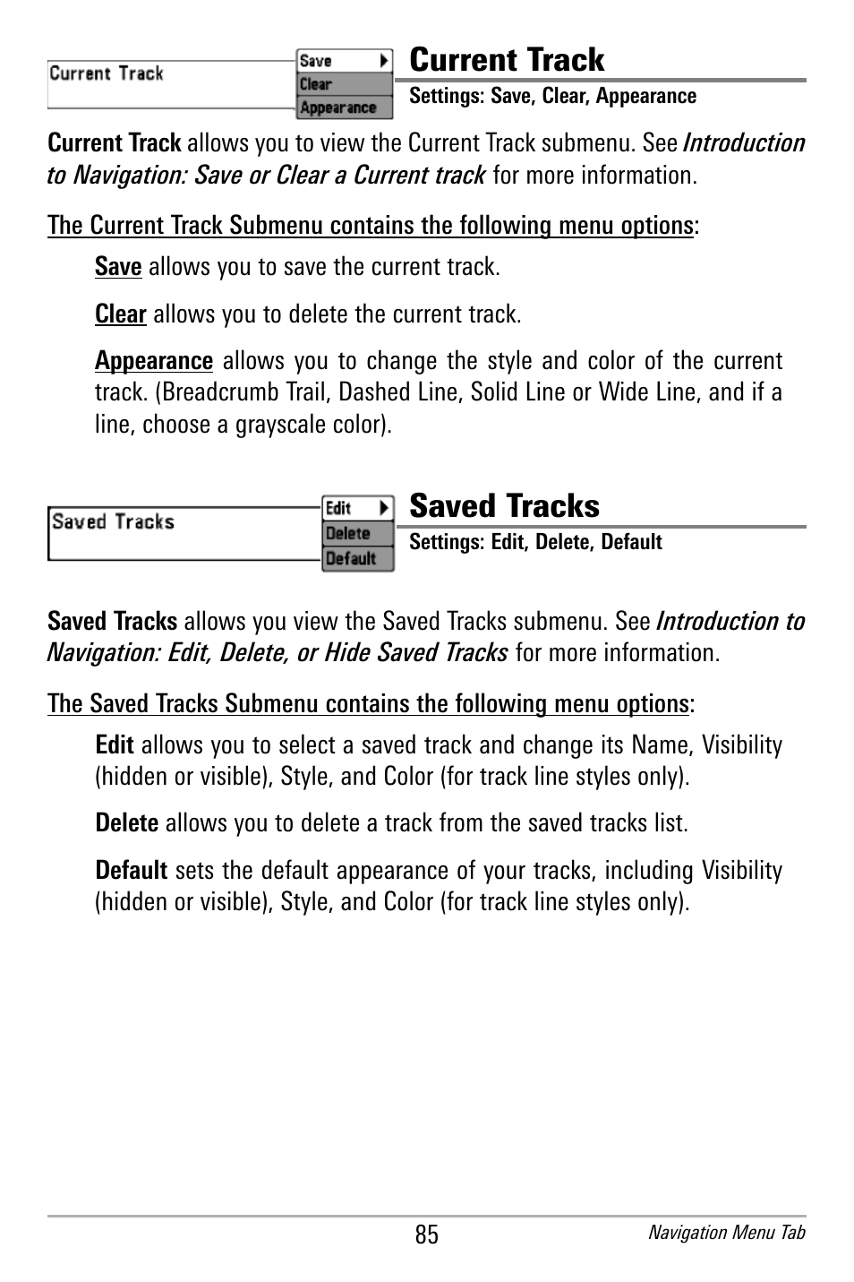 Current track, Saved tracks | Humminbird 300 SERIES 365I User Manual | Page 95 / 128