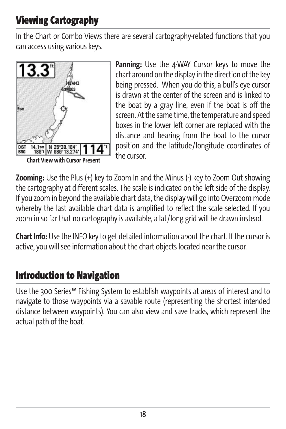 Viewing cartography, Introduction to navigation | Humminbird 383c User Manual | Page 25 / 118