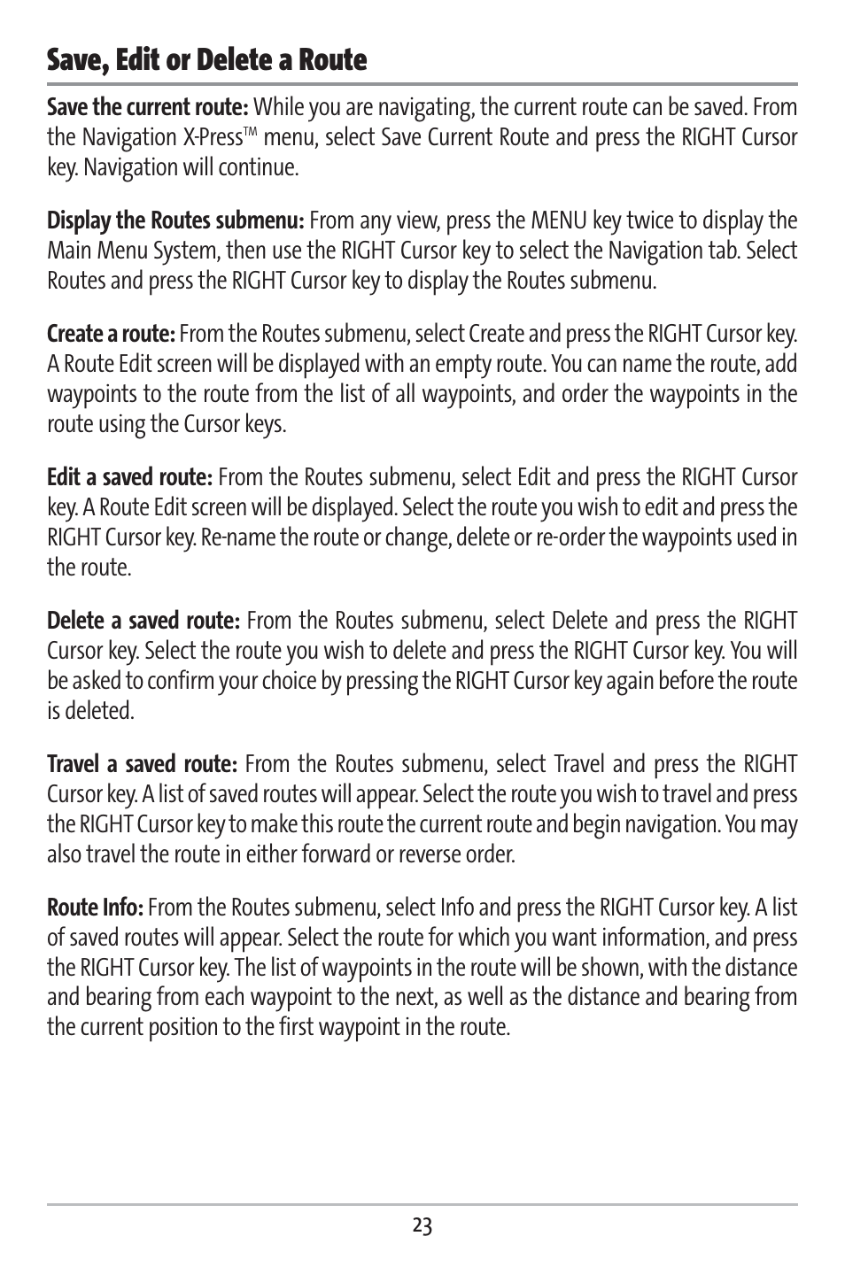 Save, edit or delete a route | Humminbird 383c User Manual | Page 30 / 118