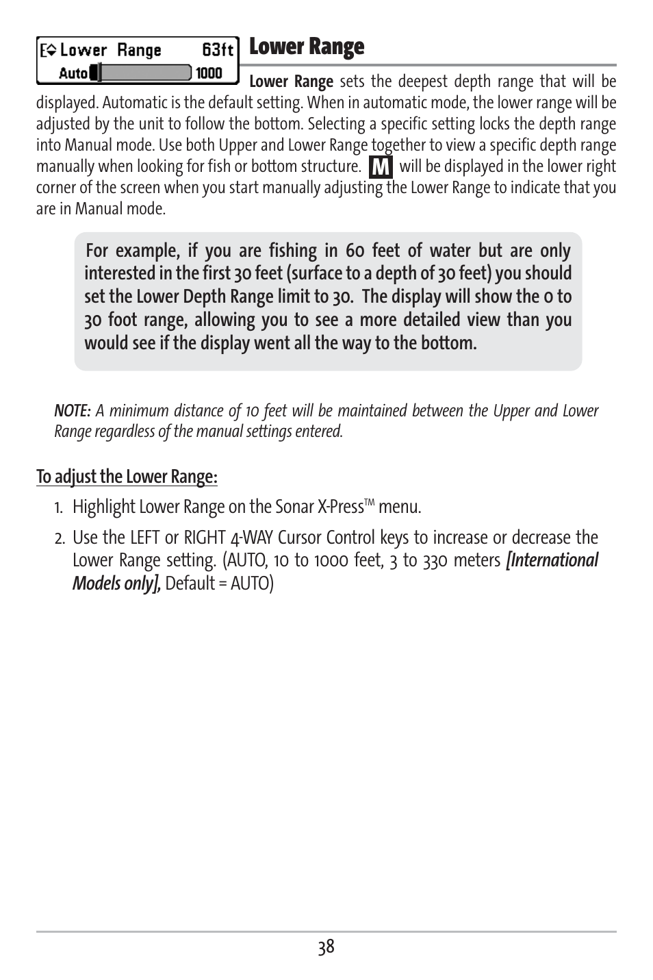 Lower range | Humminbird 383c User Manual | Page 45 / 118