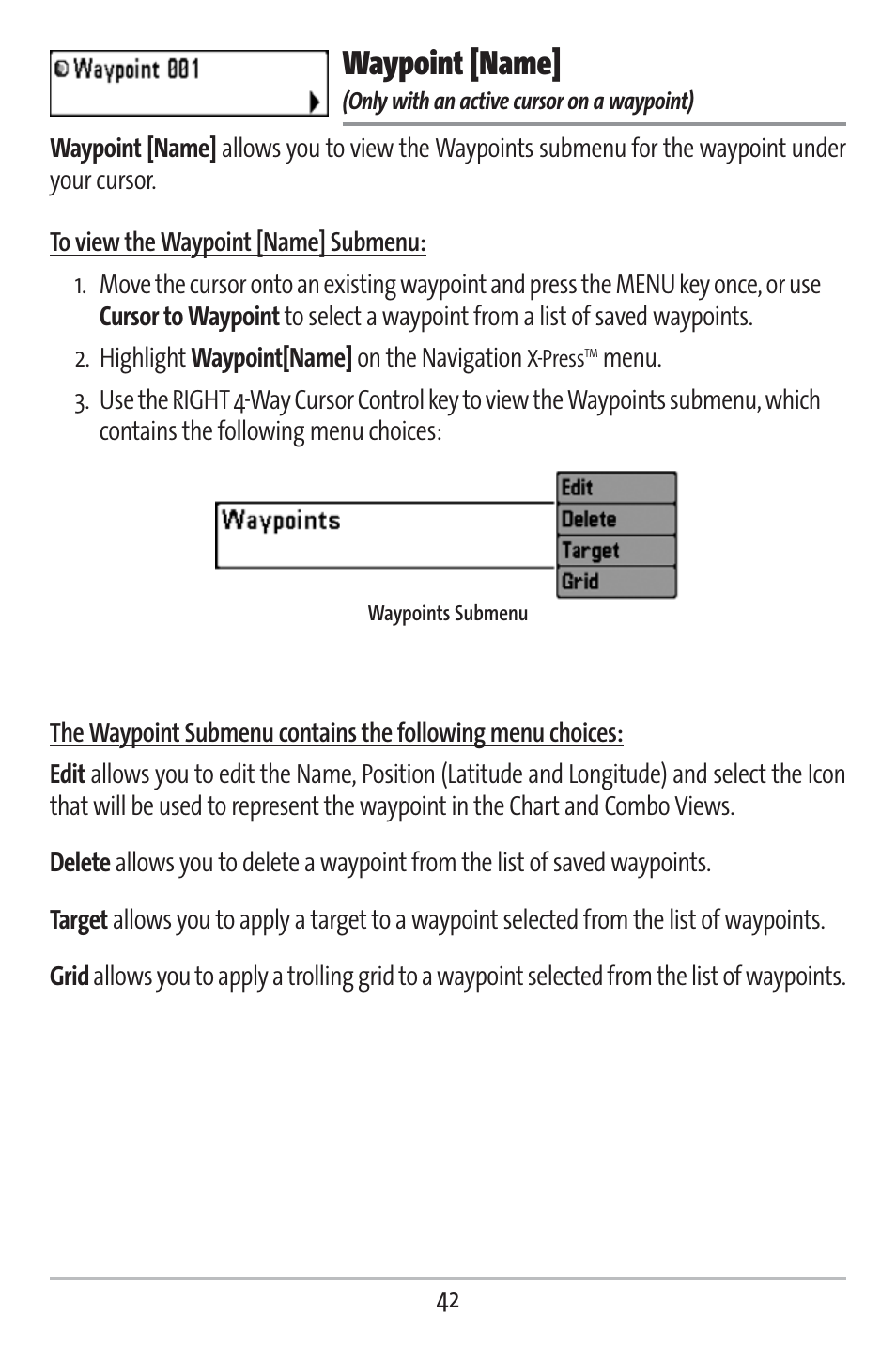 Waypoint [name | Humminbird 383c User Manual | Page 49 / 118