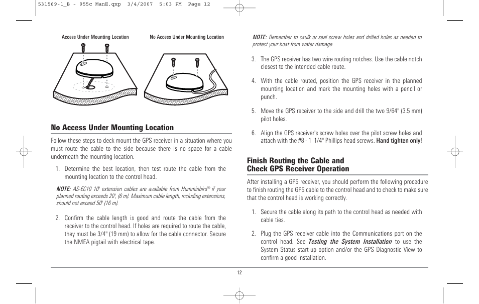 No access under mounting location | Humminbird 955C User Manual | Page 18 / 96