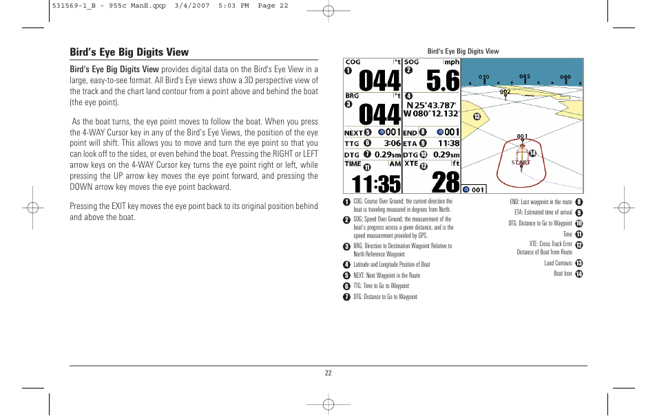 Bird’s eye big digits view | Humminbird 955C User Manual | Page 28 / 96