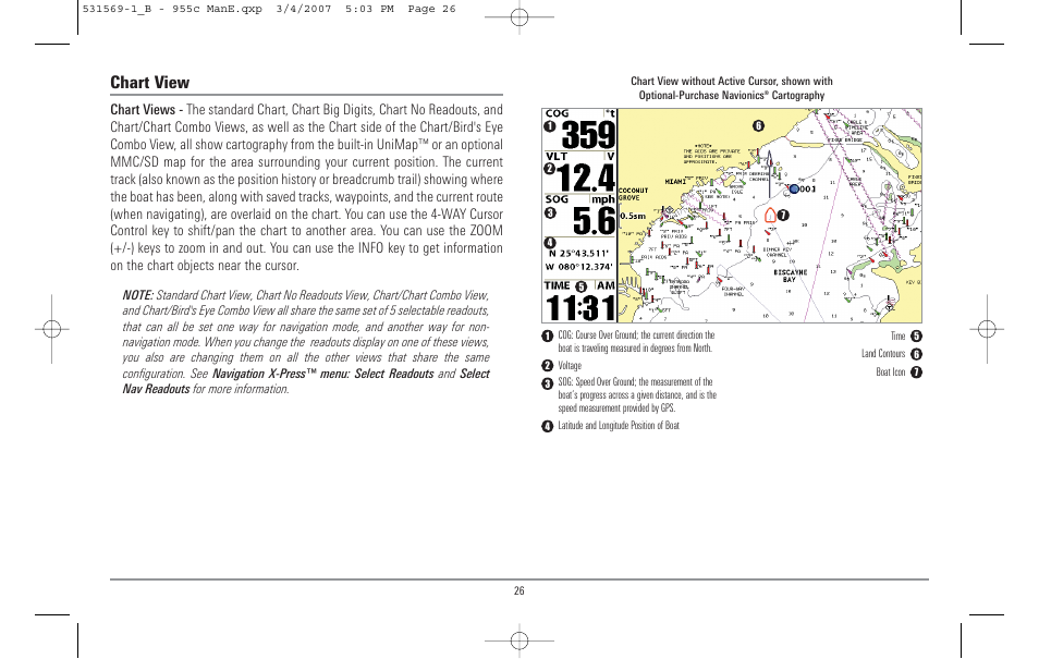 Chart view | Humminbird 955C User Manual | Page 32 / 96
