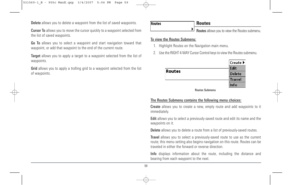 Routes | Humminbird 955C User Manual | Page 65 / 96