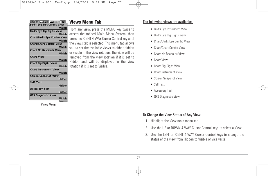 Views menu tab | Humminbird 955C User Manual | Page 83 / 96