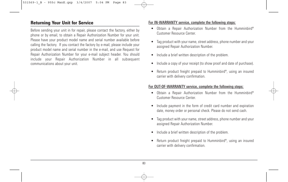 Humminbird 955C User Manual | Page 89 / 96