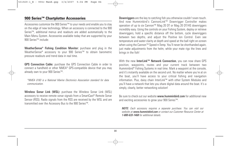 900 series™ chartplotter accessories | Humminbird 955C User Manual | Page 90 / 96