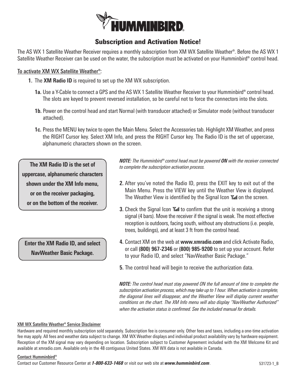 Humminbird Marine Radio User Manual | 1 page