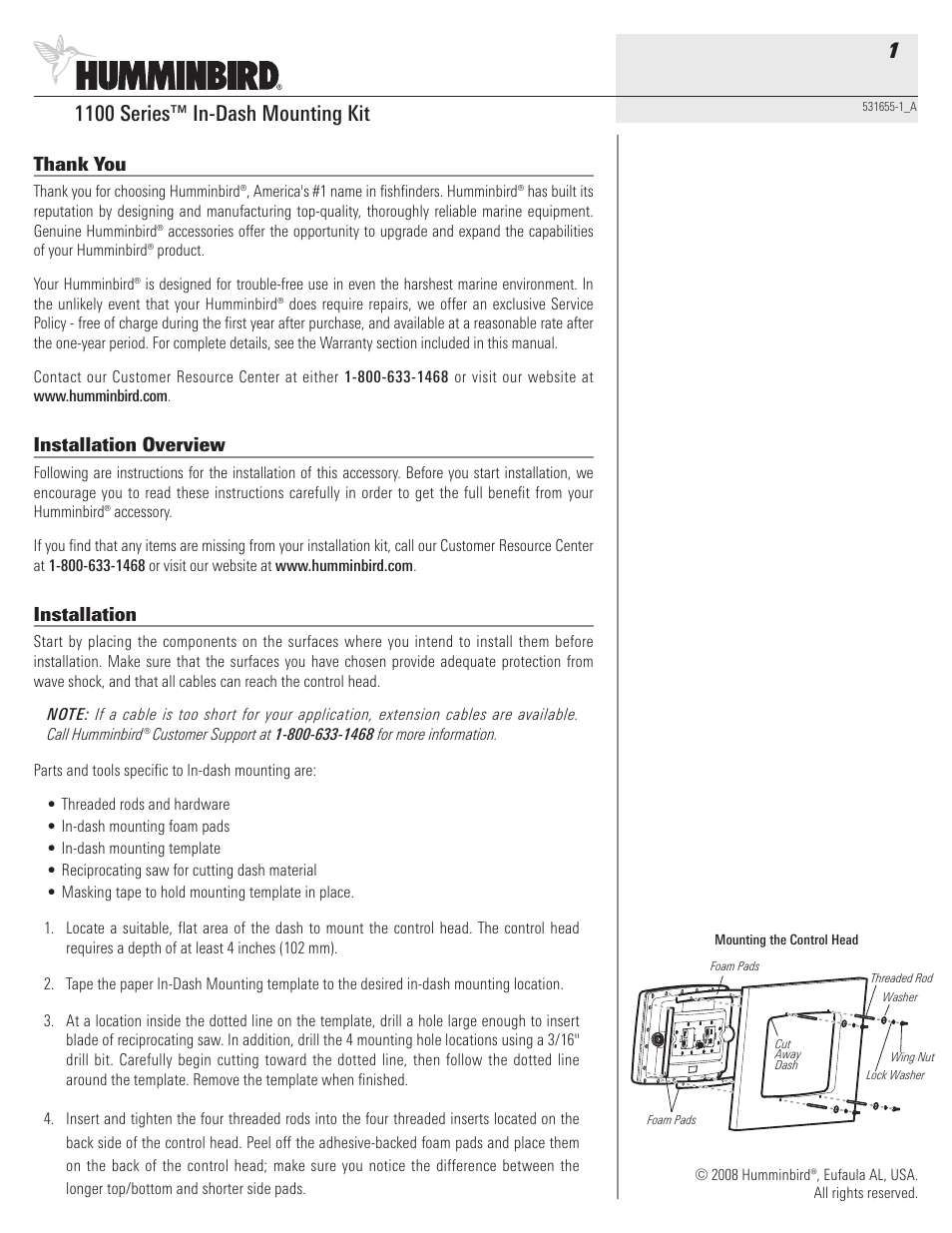 Humminbird 531655-1_A User Manual | 4 pages