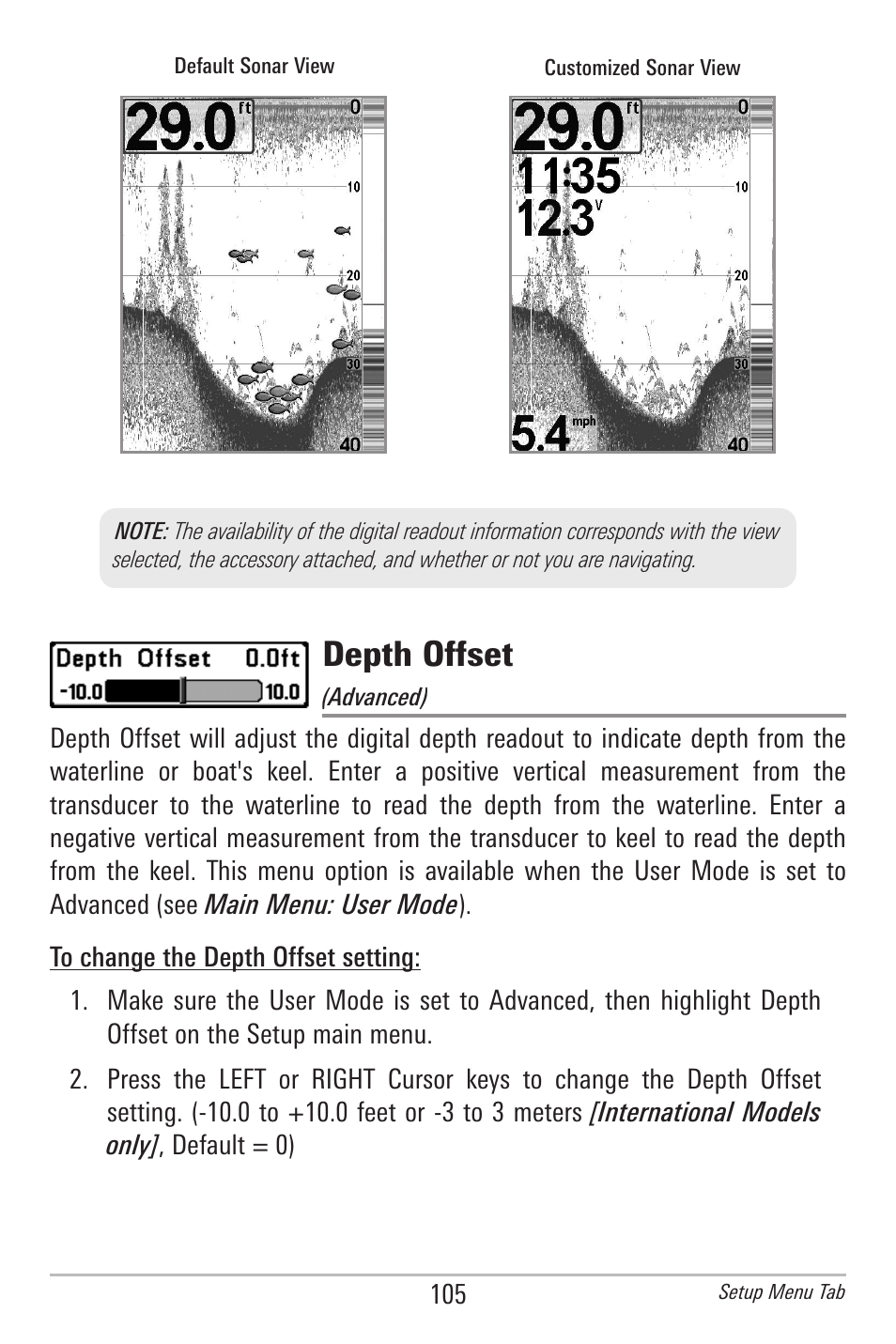 Depth offset | Humminbird 597ci User Manual | Page 115 / 143
