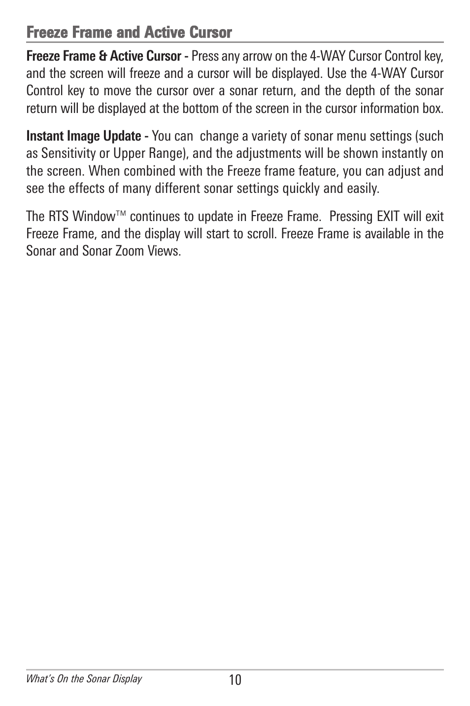 Freeze frame and active cursor | Humminbird 597ci User Manual | Page 20 / 143