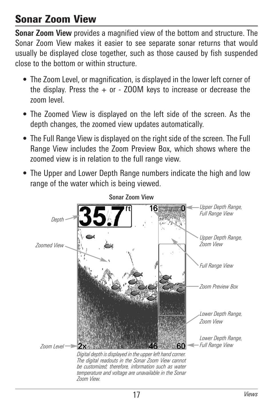 Sonar zoom view | Humminbird 597ci User Manual | Page 27 / 143