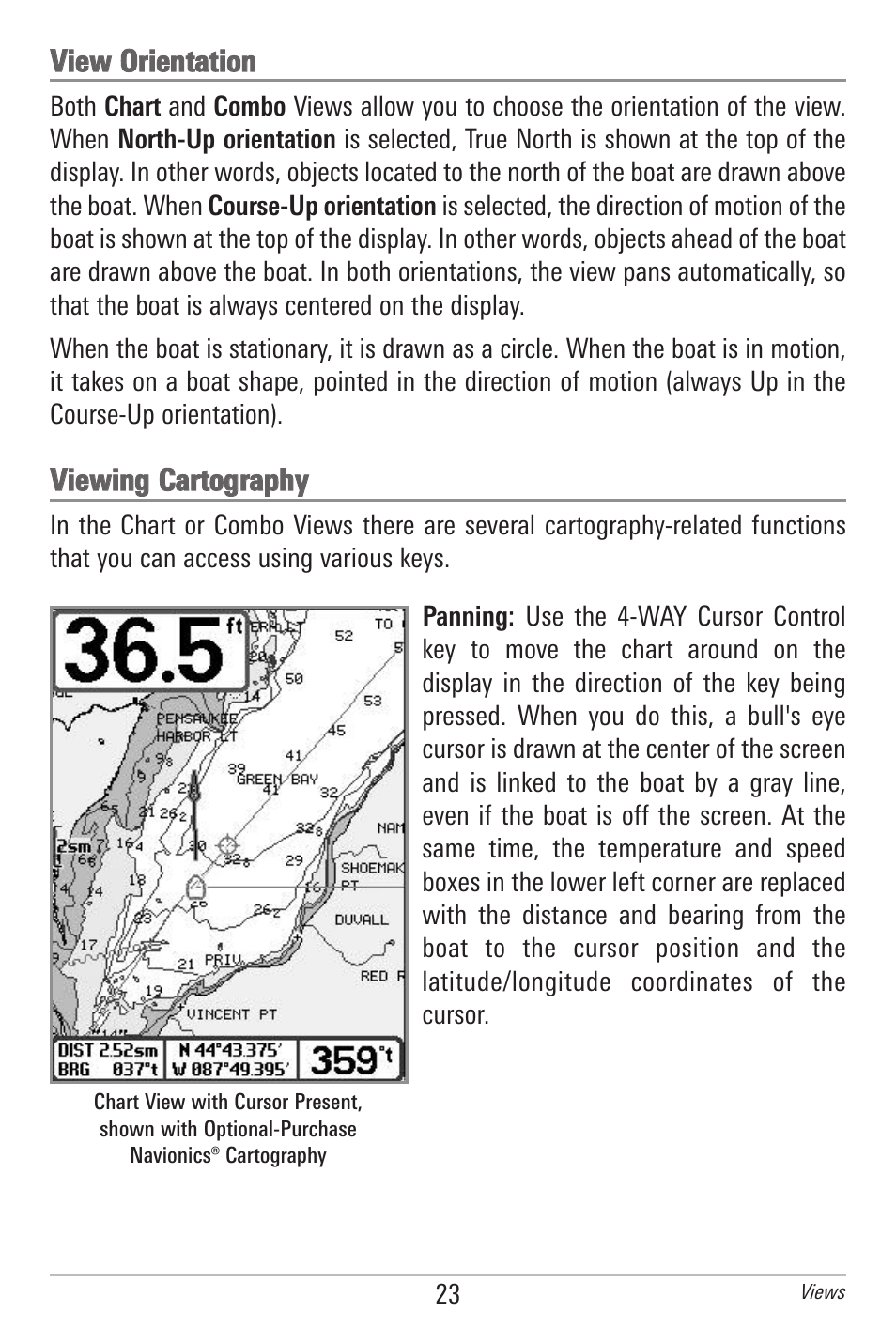 View orientation, Viewing cartography | Humminbird 597ci User Manual | Page 33 / 143