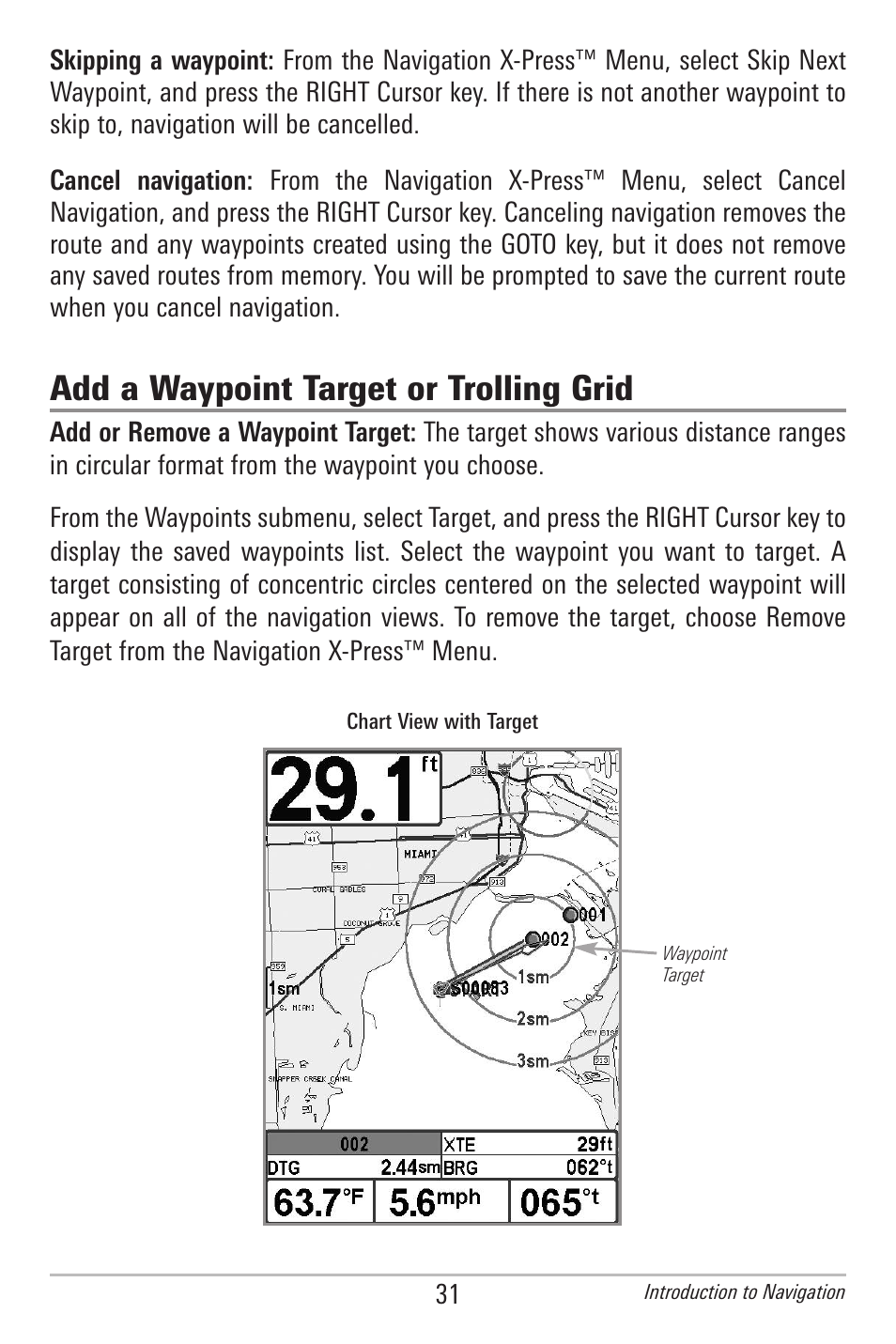 Add a waypoint target or trolling grid | Humminbird 597ci User Manual | Page 41 / 143