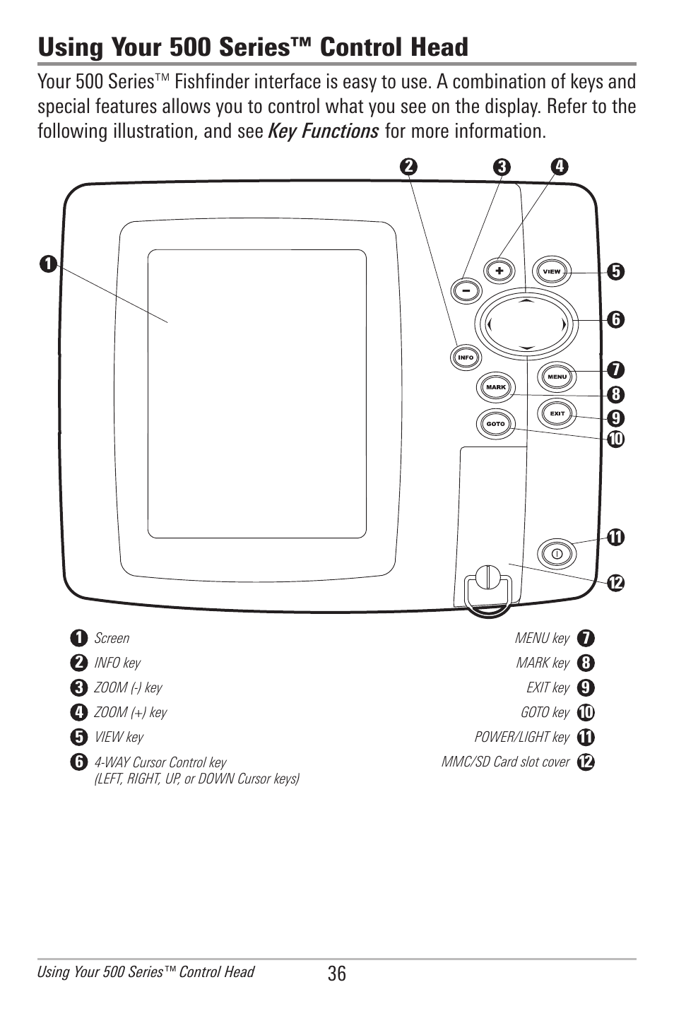 Using your 500 series™ control head | Humminbird 597ci User Manual | Page 46 / 143