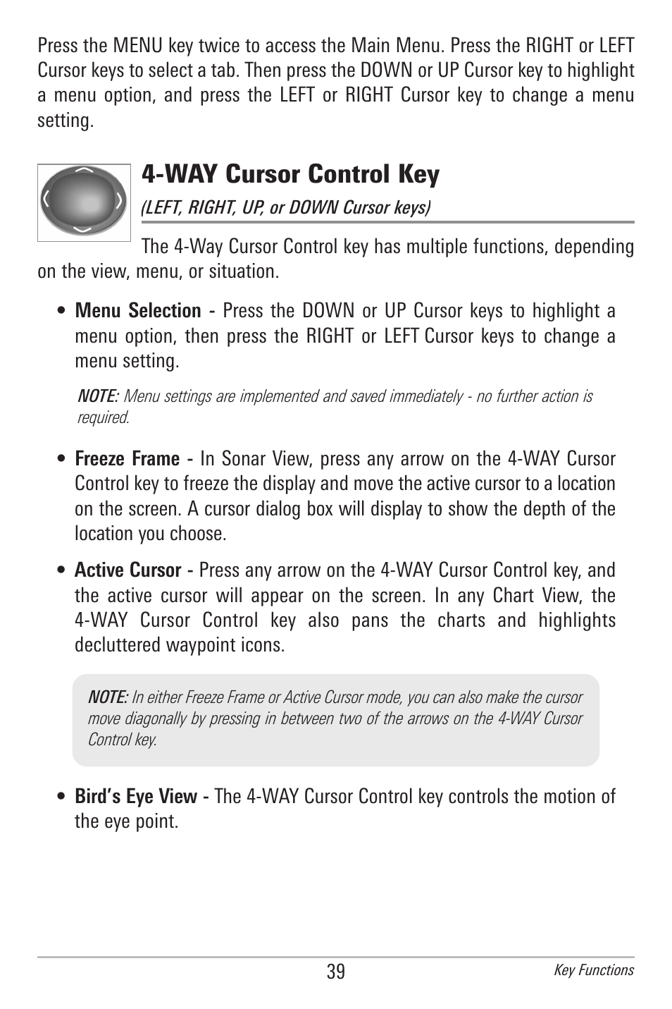Way cursor control key | Humminbird 597ci User Manual | Page 49 / 143