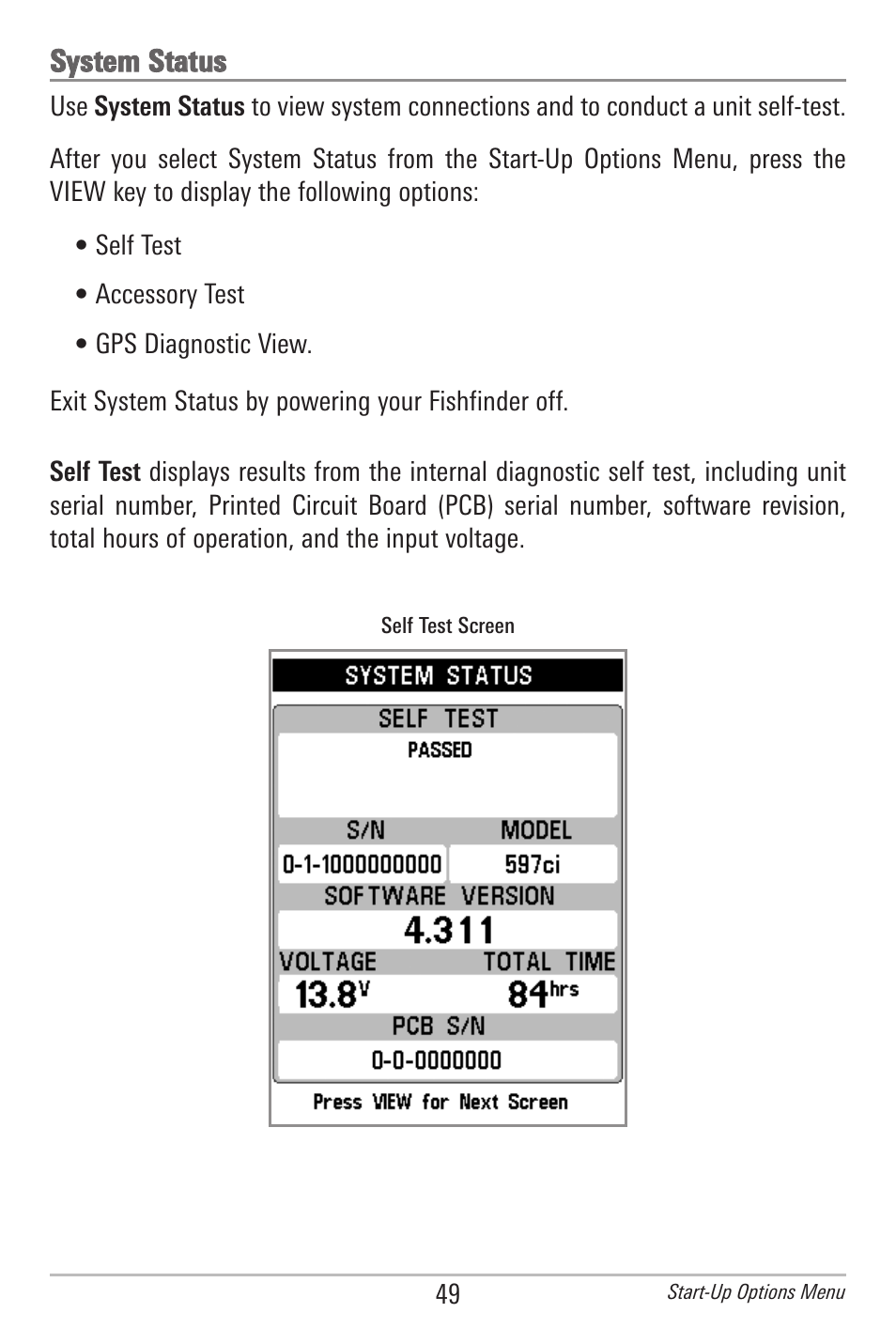 System status | Humminbird 597ci User Manual | Page 59 / 143